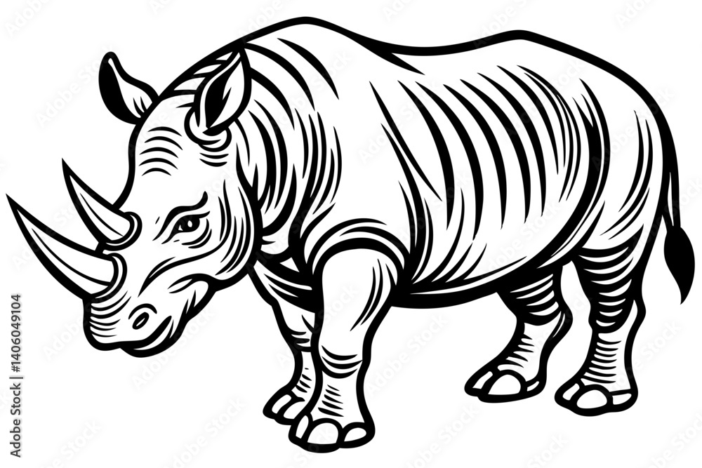 Fototapeta premium line drawing of a rhinoceros