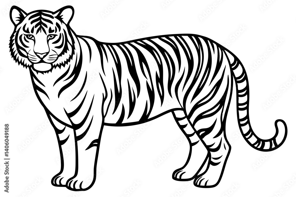 Fototapeta premium tiger silhouette line art