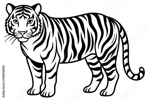 line silhouette of a tiger