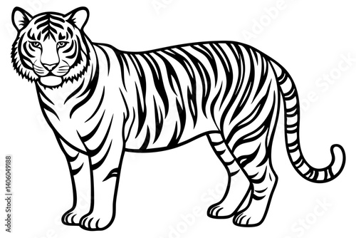 tiger silhouette line art