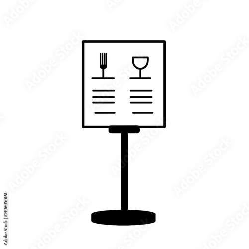 Restaurant menu stand icon in black and gray line style