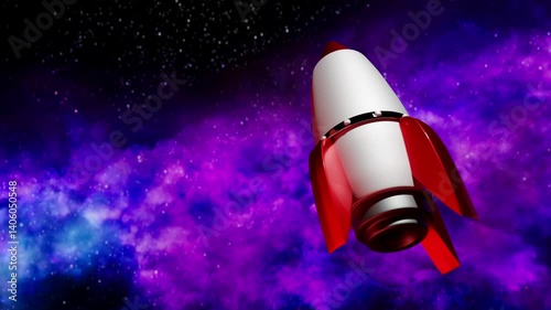 3d rocket flies into space