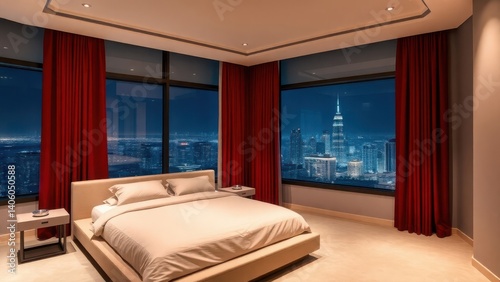 Luxury Bedroom with Floating Platform Bed