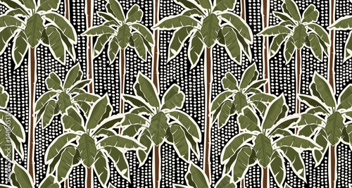 Seamless palm leaves pattern. Hand draw tropical leaves pattern