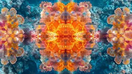 Coral structures creating breathtaking kaleidoscopic compositions in the ocean