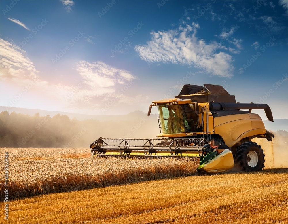 Fototapeta premium combine harvester working in the field