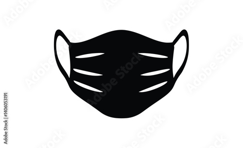 Face mask silhouette, Mask vector illustration, Protective mask icon, Medical mask graphic, Health safety symbol
