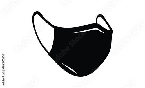 Face mask silhouette, Mask vector illustration, Protective mask icon, Medical mask graphic, Health safety symbol