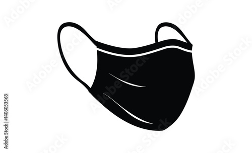 Face mask silhouette, Mask vector illustration, Protective mask icon, Medical mask graphic, Health safety symbol