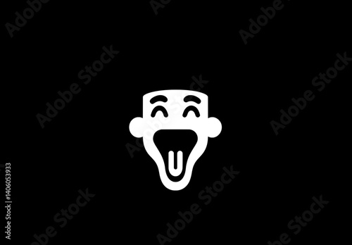 Unique engraved vector illustration of a playful mask with an exaggerated expression, perfect for creative projects and designs
