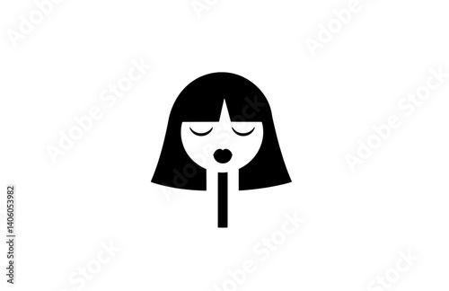 Elegant engraved illustration of a woman’s face in profile with serene expression, showcasing artistic silhouette design
