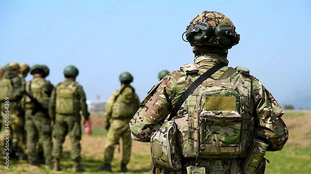 Modern Russian soldiers during training at the training ground