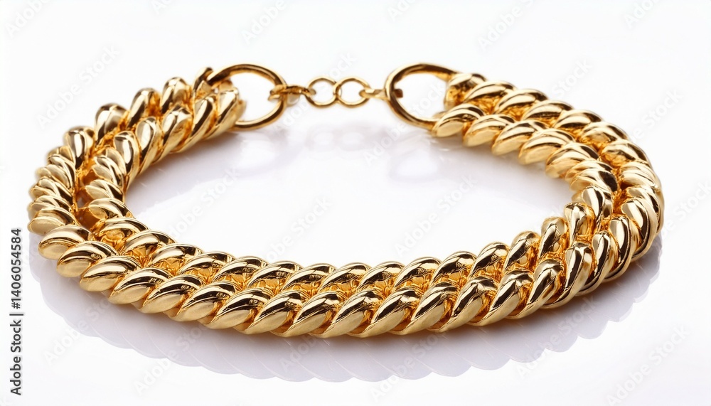 Obraz premium gold chain necklace isolated on white background