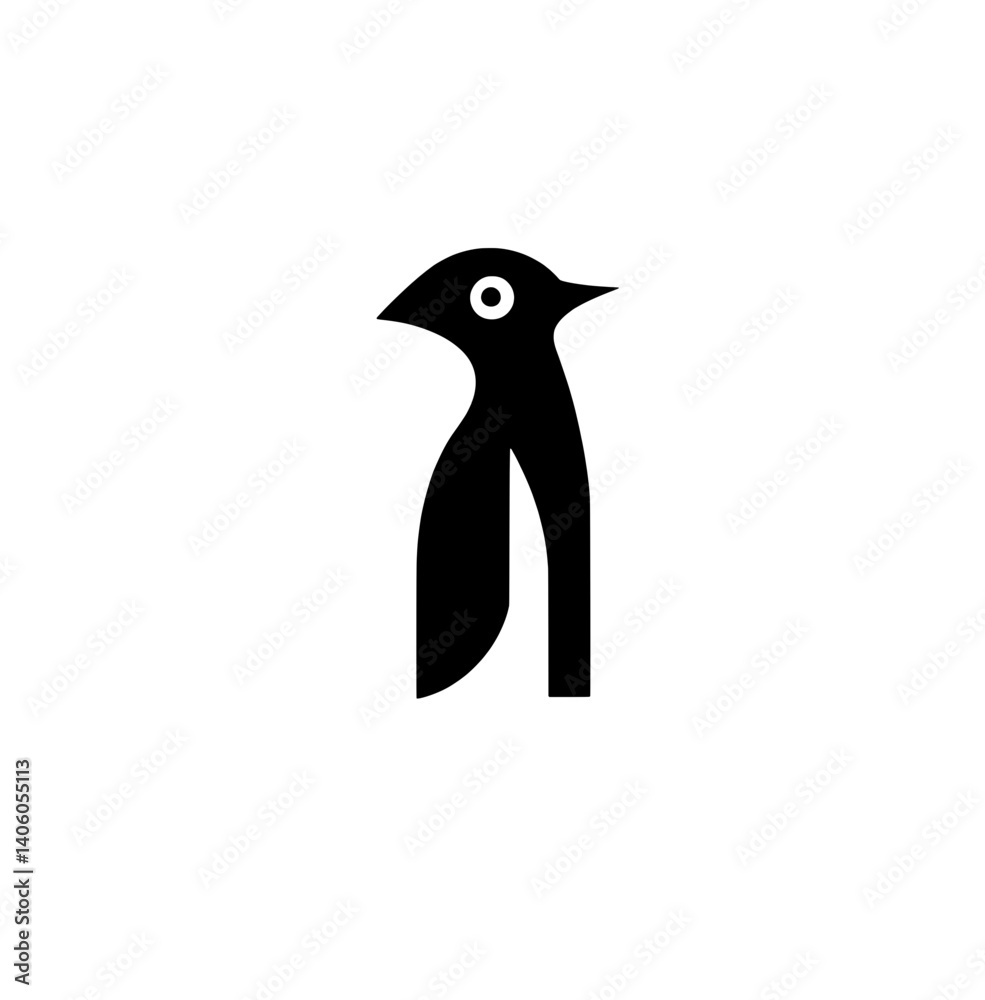 Fototapeta premium Unique engraved illustration of a minimalist penguin design for modern decor and branding
