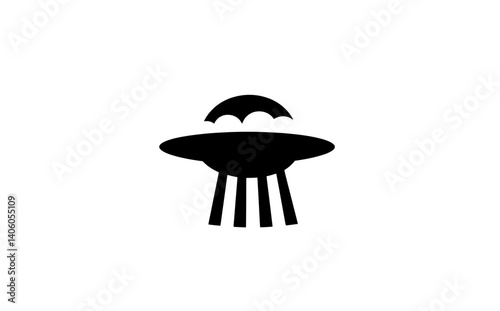 Engraved illustration of a flying saucer hovering with unique details and sleek design, perfect for fans of science fiction