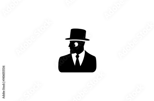 Elegant gentleman silhouette in formal attire with a top hat, showcasing a classic vintage style and timeless sophistication