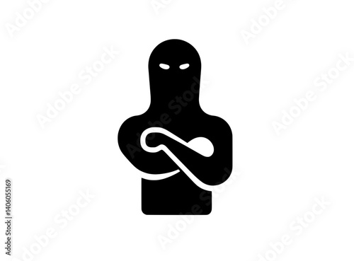 Intriguing silhouette of a figure in a balaclava conveying mystery and intrigue against a transparent background