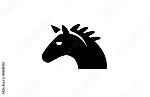 Engraved illustration of a horse head silhouette with elegant details on a transparent background