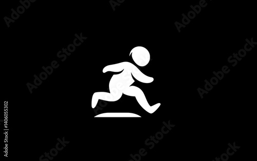 Dynamic figure of a child running captured in a minimalist engraved illustration on a transparent background