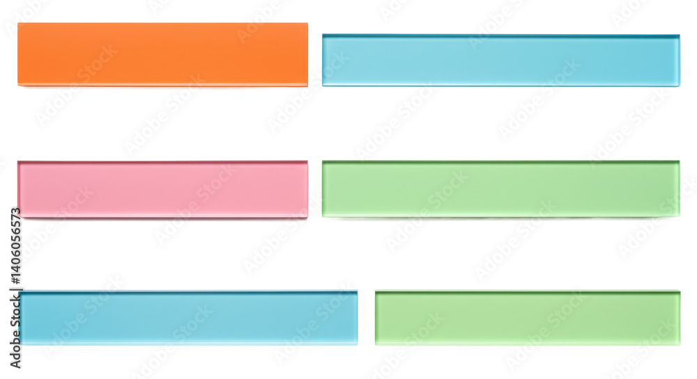 Isolated Set of Rectangular Glass Plates in Various Colors Isolated Set of Rectangular Glass Plates in Various Colors