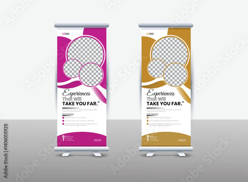 Tour and Travel rollup banner design. pullup or signage Template presentation vector layout.