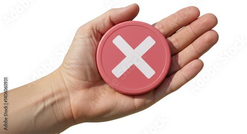 Isolated Hand Holding Red X Mark