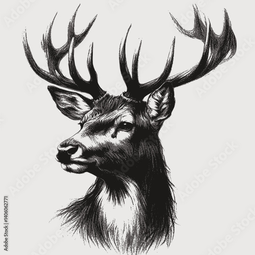 Deer emblem, mascot head silhouette, logotype. Template for business or t-shirt design. Vector. EPS 10 version.