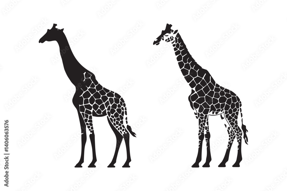 Obraz premium Giraffe Vector Silhouette Design African Wildlife Animal Clipart for Art