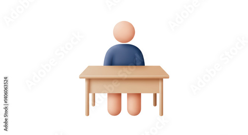 Isolated figure student on desk
