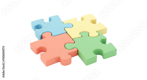 Quadro su tela Isolated Colorful Jigsaw Puzzle Pieces Interlocked