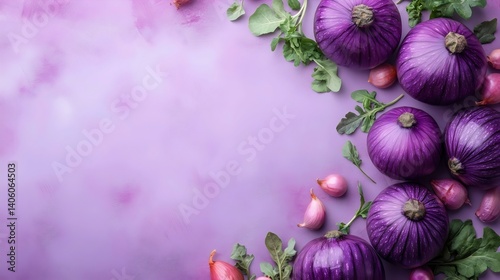 Small Purple Pumpkin Frame on Light Purple Background, Ad Space