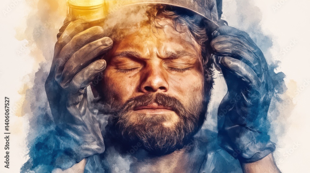 Resilient Coal Miner from Late 1800s - Bold Brushstrokes, Determined Eyes, Lantern Glow - Oil Painted Sepiatone Composition Resilient Coal Miner from Late 1800s - Bold Brushstrokes, Determined Eyes, Lantern Glow - Oil Painted Sepiatone Composition