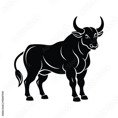 silhouette of bull in charging pose