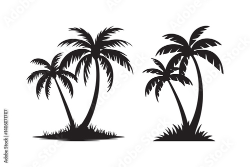 Wallpaper Mural Palm Tree Vector Silhouette Tropical Beach Island Summer Illustration Torontodigital.ca