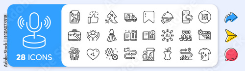 Instruction info, Quick tips and Bike path line icons. Interest rate, AI generate, Inflation icons. Pack of Dress, Report document, Microphone icon. Vector