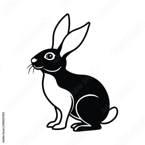 silhouette of rabbit sniffing air with ears up