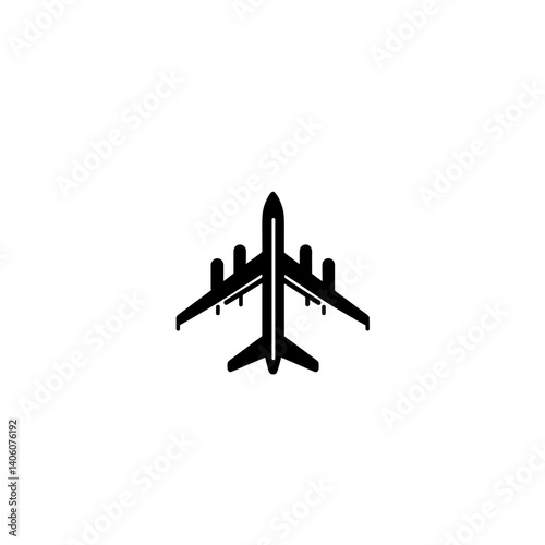 Top-down silhouette of a four-engine airplane icon