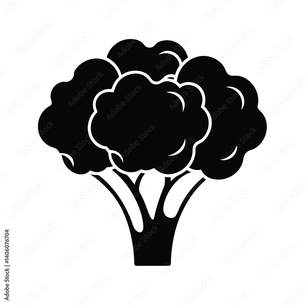 vector silhouette of cauliflower head with stalk vector silhouette of cauliflower head with stalk