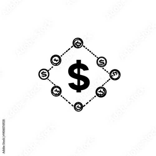 Dollar currency exchange icon in black on white background