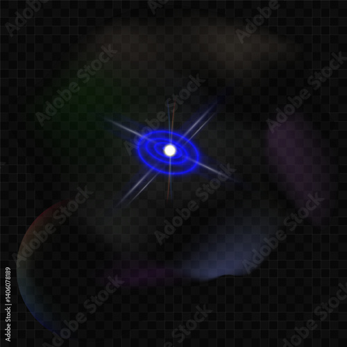 Composition of stylized planet or celestial body in space, star or energy radiation effect, mystical and futuristic atmosphere. EPS10 vector illustration.