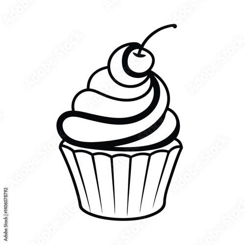 vector silhouette of cupcake with swirl frosting