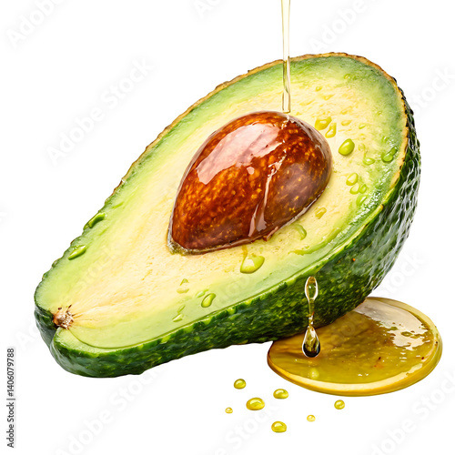 Fresh Ripe Avocado with Seed and Dripping Oil – Healthy Food Concept