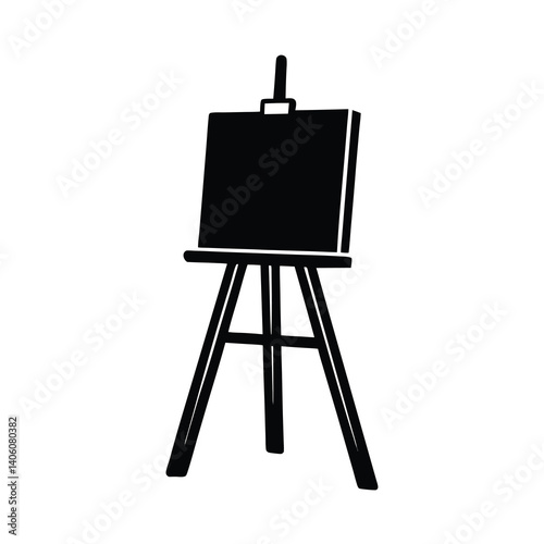wooden easel with blank canvas