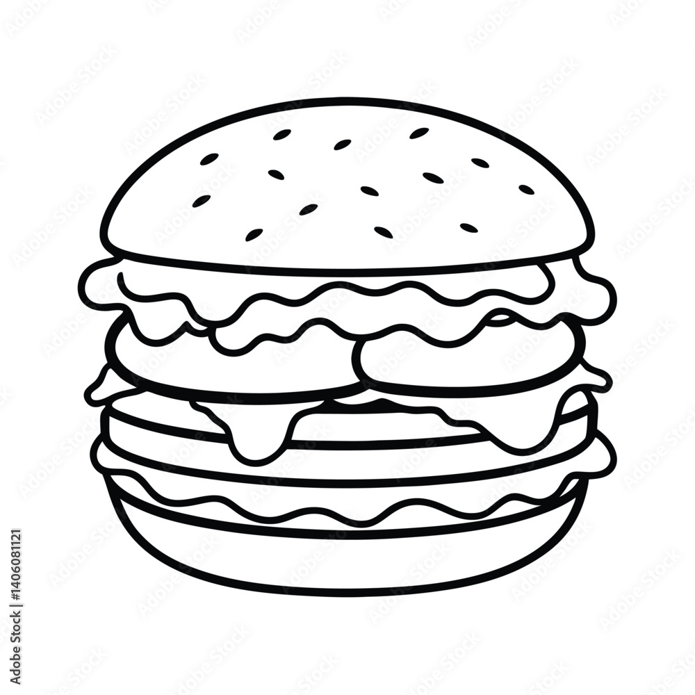 Vector Silhouette of Juicy Burger with Toppings Vector Silhouette of Juicy Burger with Toppings