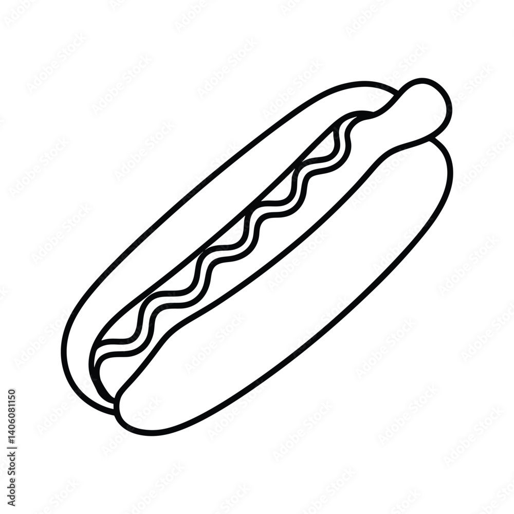 Vector Silhouette of Hot Dog with Mustard Vector Silhouette of Hot Dog with Mustard