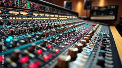 Studio Mixing Console, Audio Production, Control Room, Lights, Music Recording