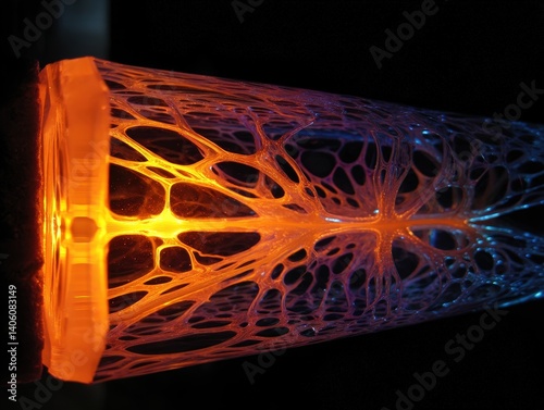 Glowing orange and blue net...