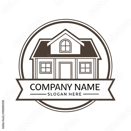Simple home logo design with company name and slogan