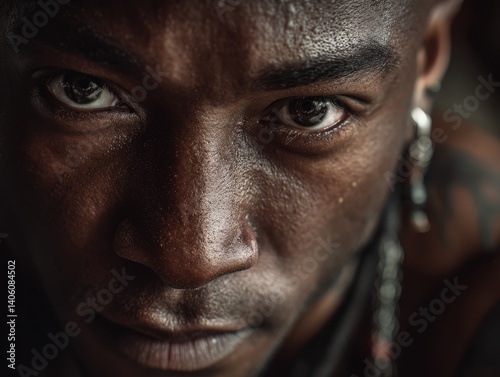 Intense close-up of a perso...