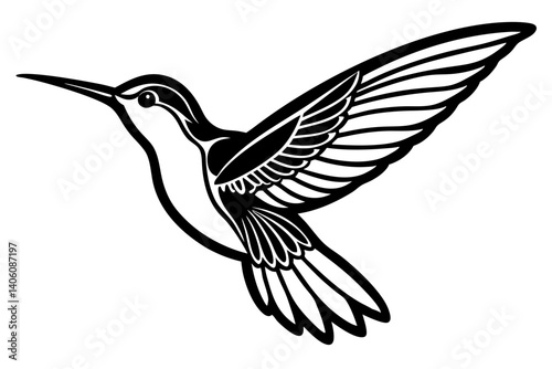 Hummingbird Line Silhouette Drawing